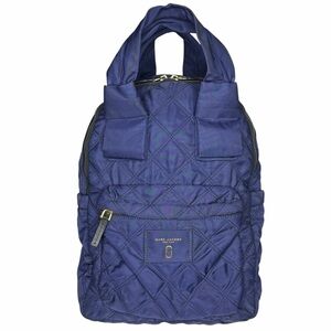 Marc Jacobs Quilted Nylon Backpack Navy Blue Designer Lightweight Travel Bag